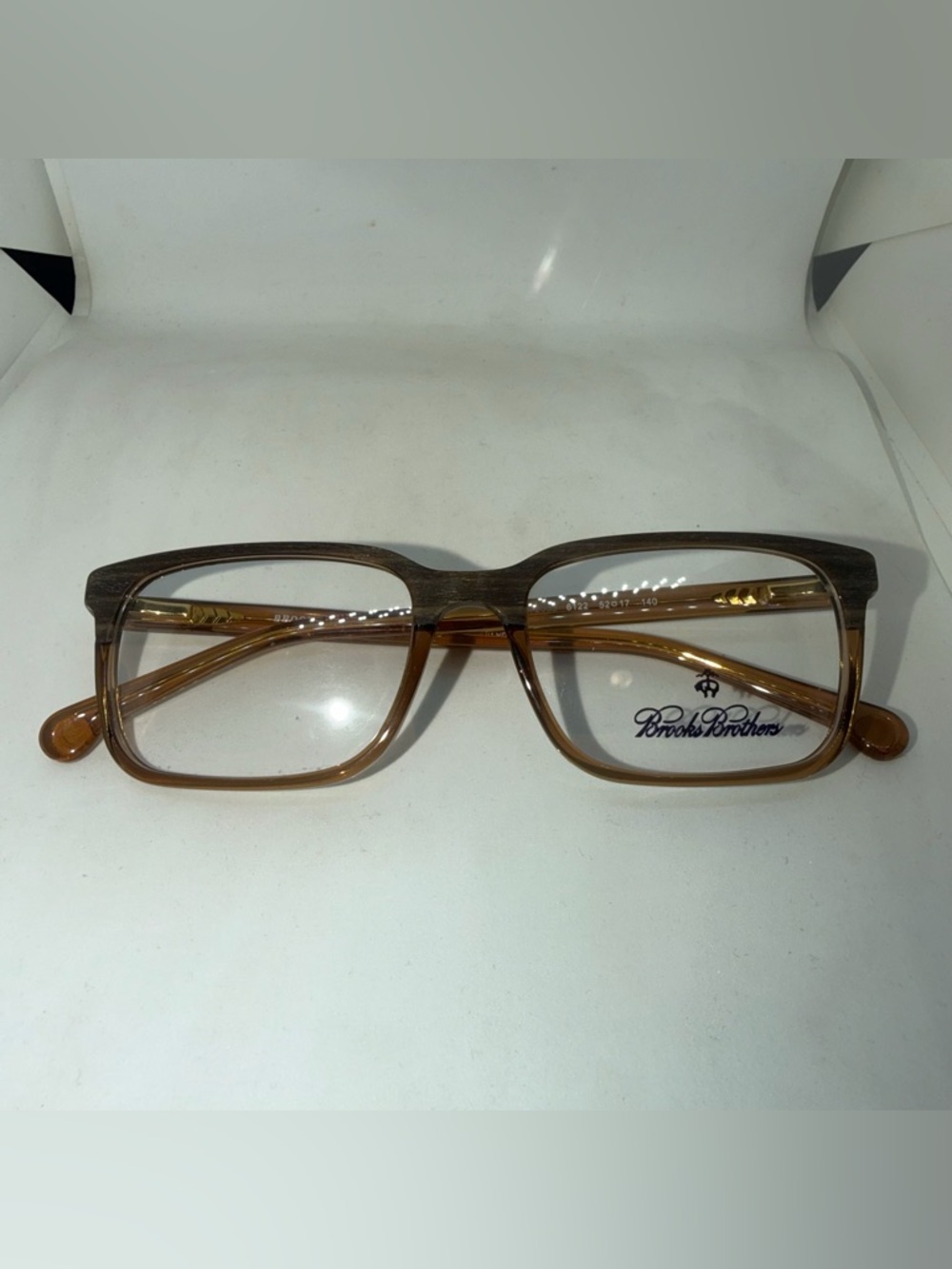 Brooks Brothers Men’s Light Brown Rectangular Eyeglass Frames